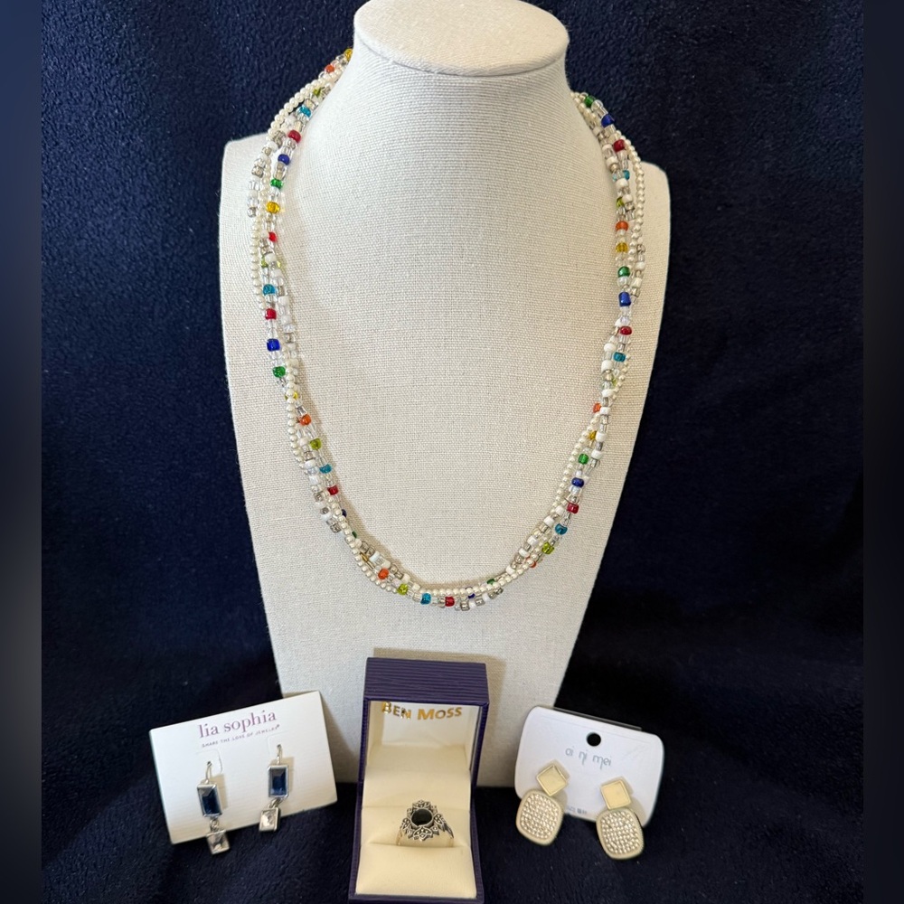 Costume Jewellery Bundle #1 - necklace, 2 pr earrings and ring